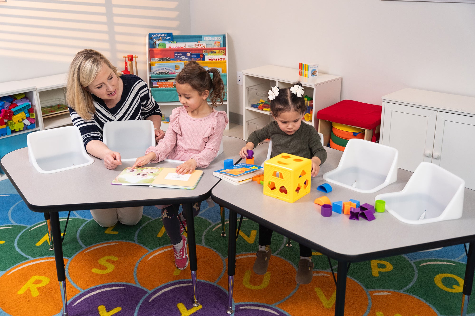 #60613 Pair of Toddler Tables 3 seat feeding tables.