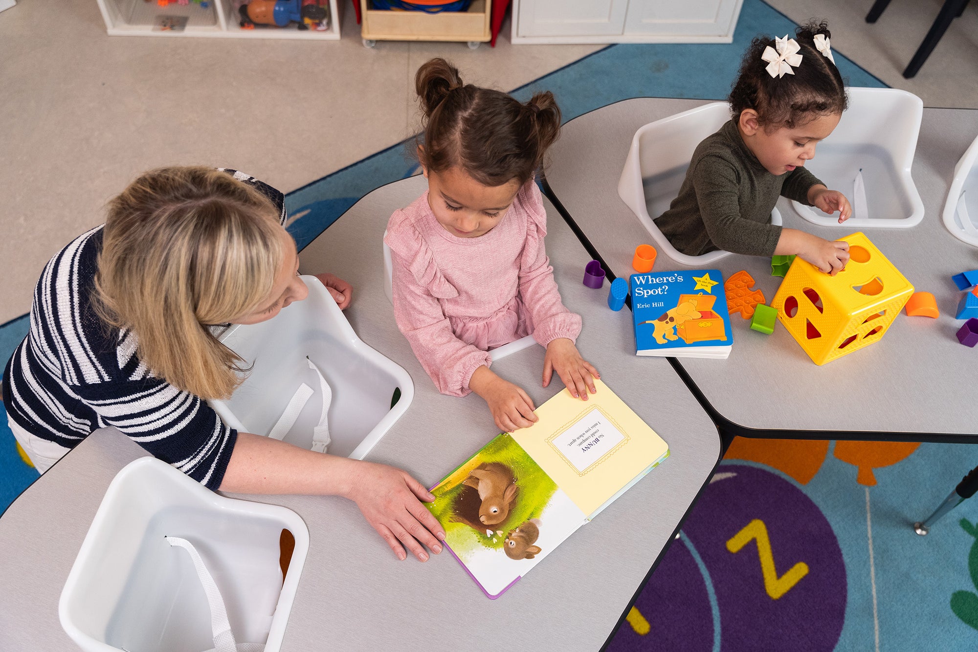 #60613 Pair of Toddler Tables 3 seat feeding tables.