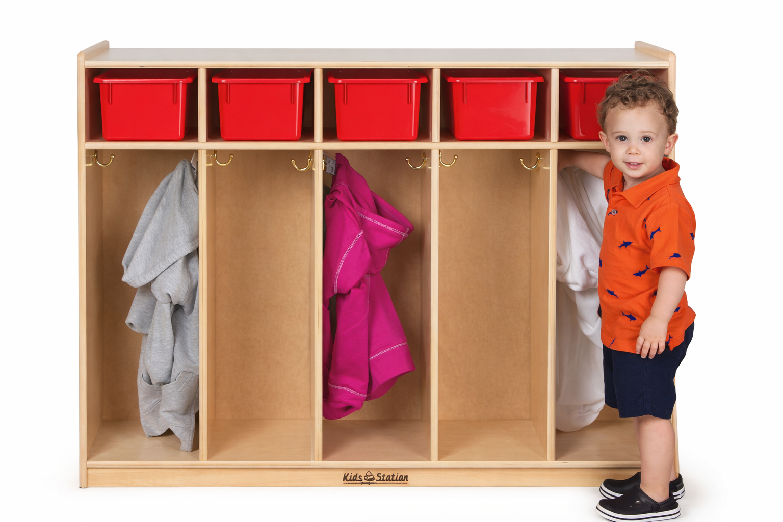 #30181 Kids' Station 10 Section Toddler Locker , Assembled, 48"L x 13"D x 36"H, Cubbies at Top