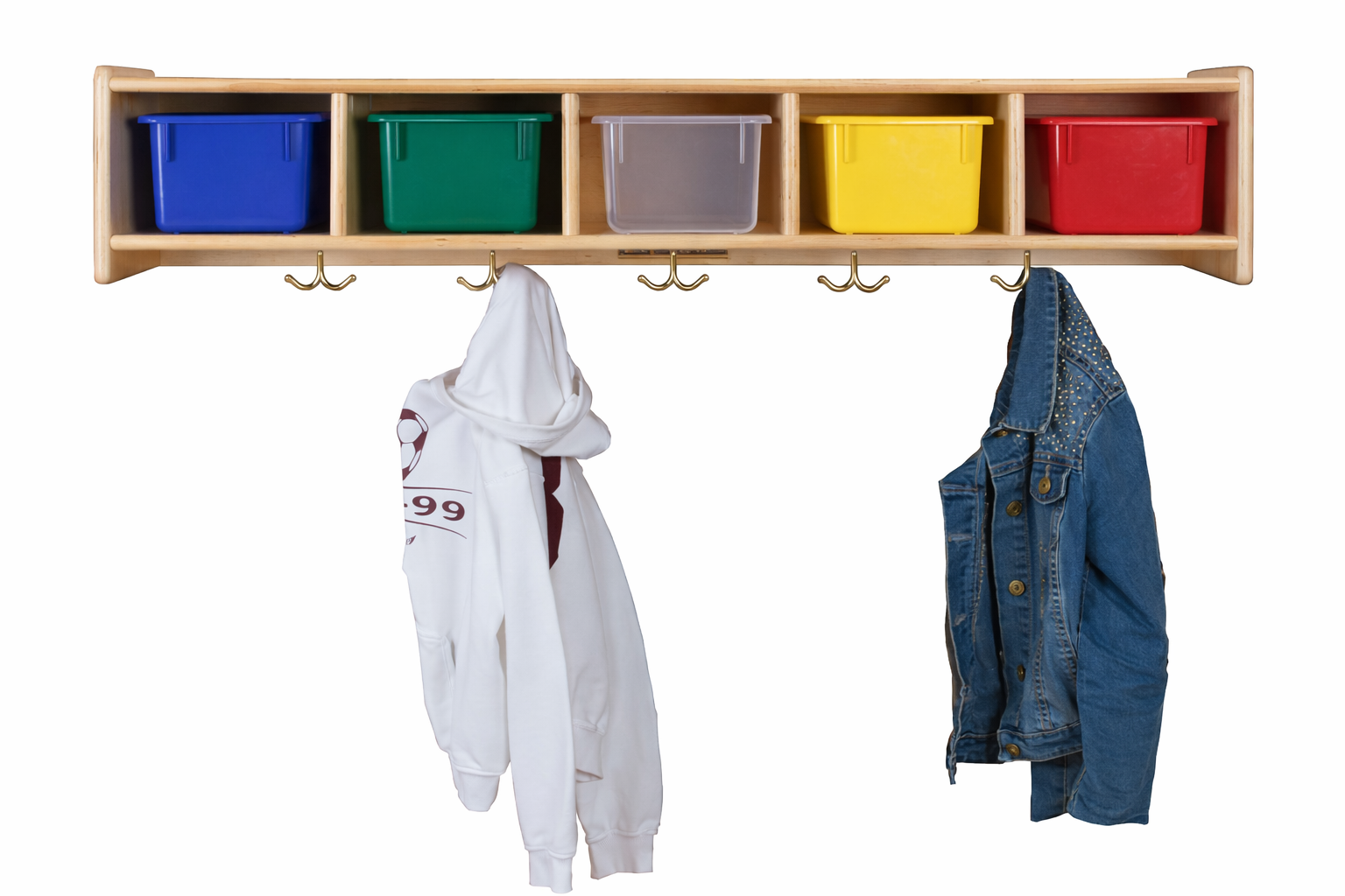 #30134 Kids' Station 5 Sect Wall Preschool Locker, Without trays, Fully Assembled