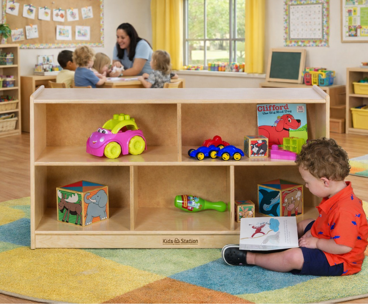 Child playing with toys in a classroom setting