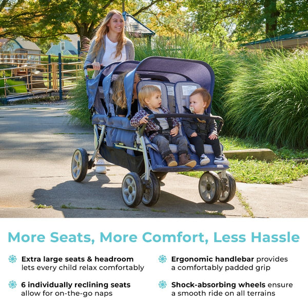 #58961 Gaggle® Jamboree 6-Passenger Stroller, Navy/Gray