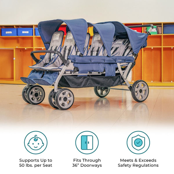 #58961 Gaggle® Jamboree 6-Passenger Stroller, Navy/Gray