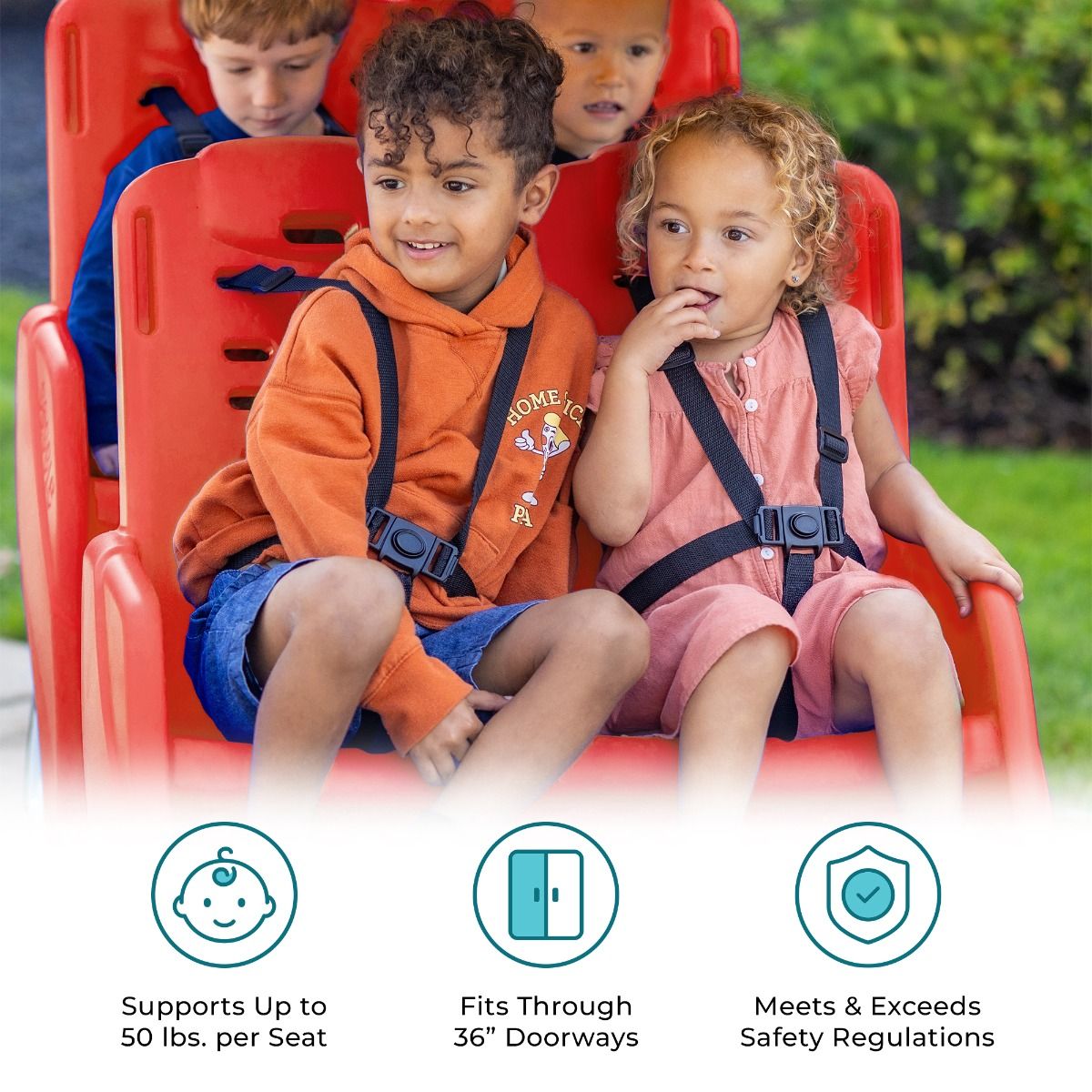 #18622 Gaggle® Parade™ 4 Cochecito para cuatro niños, rojo