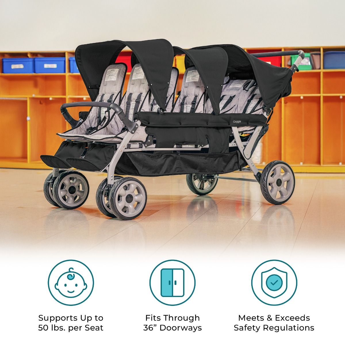 #59921 Cochecito Gaggle® Jamboree para 6 pasajeros, negro