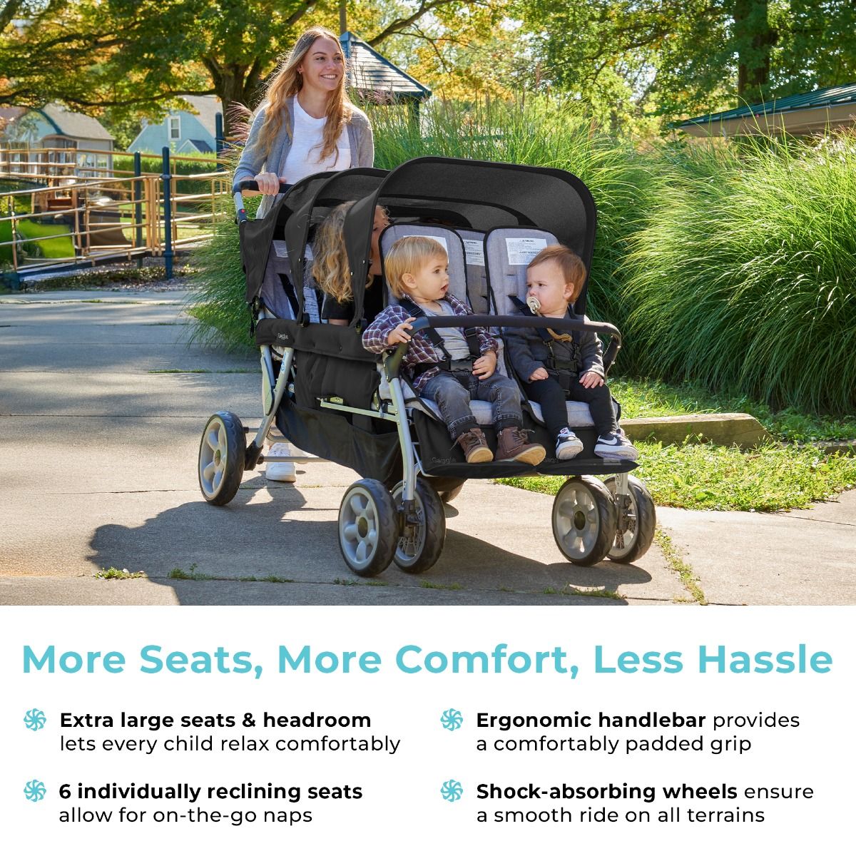 #59921 Cochecito Gaggle® Jamboree para 6 pasajeros, negro