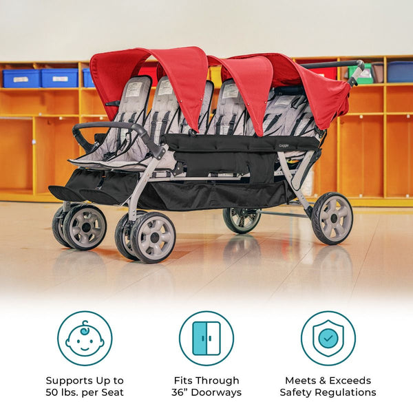 #59920 Gaggle® Jamboree 6-Passenger Stroller, Red/Black