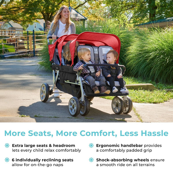 #59920 Gaggle® Jamboree 6-Passenger Stroller, Red/Black