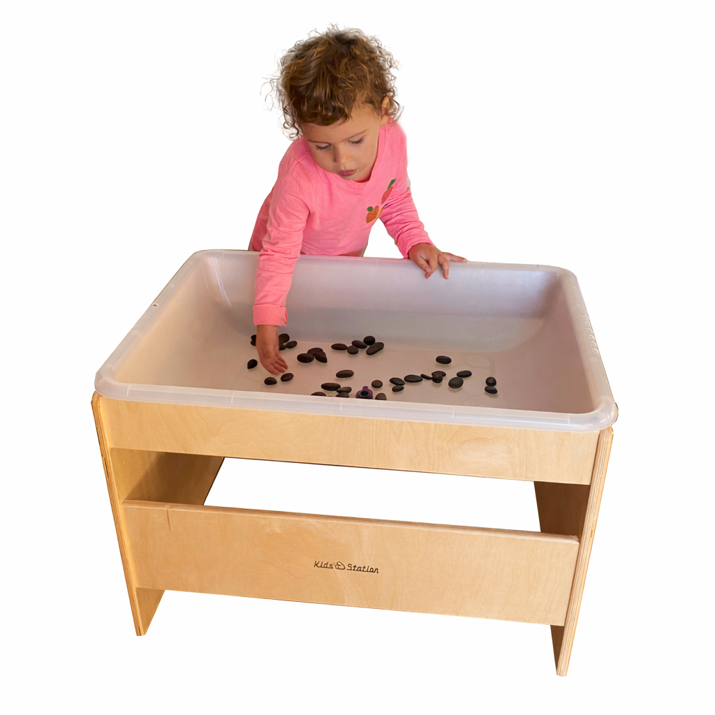 Kids' Station Toddler Sensory Table 26 1/2"W x 19 3/4"D x 18"H, With Plastic Lid