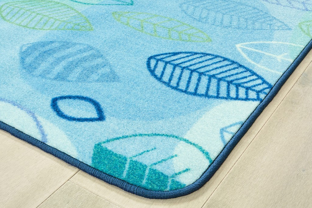 #59200 Peaceful Spaces Leaf Rug Blue, 6ft x 9ft Rectangle