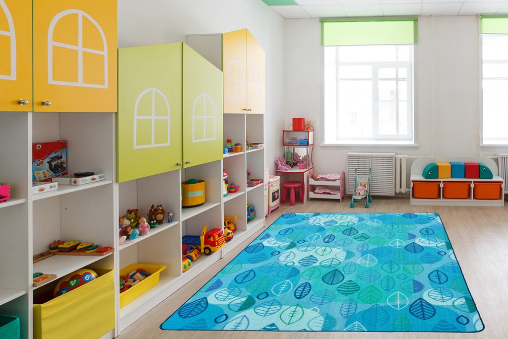 #59201 Peaceful Spaces Leaf Rug Blue, 8ft x 12ft Rectangle