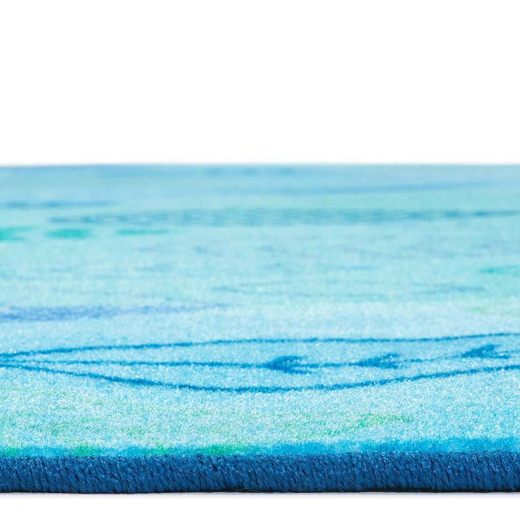 #59199 Peaceful Spaces Leaf Rug Blue, 4ft x 6ft Rectangle