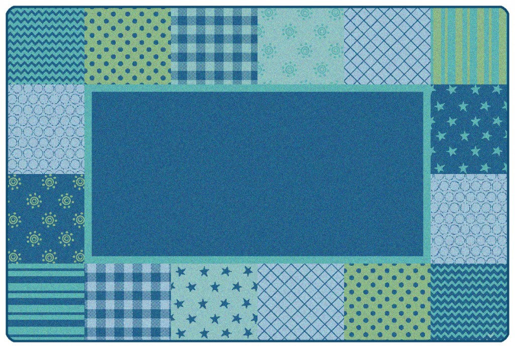 #59111 KIDSoft Pattern Blocks - Blue, 8ft x 12ft Rectangle Rug