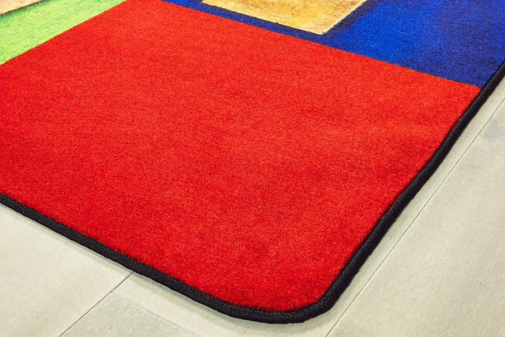 #59216 Rustic Wood Literacy Seating Rug - Primary, 8ft x 12ft Rectangle