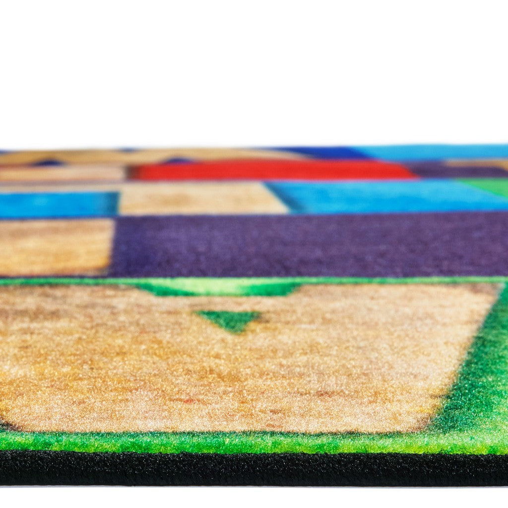 #59215 Rustic Wood Literacy Seating Rug - Primary, 6ft x 9ft Rectangle