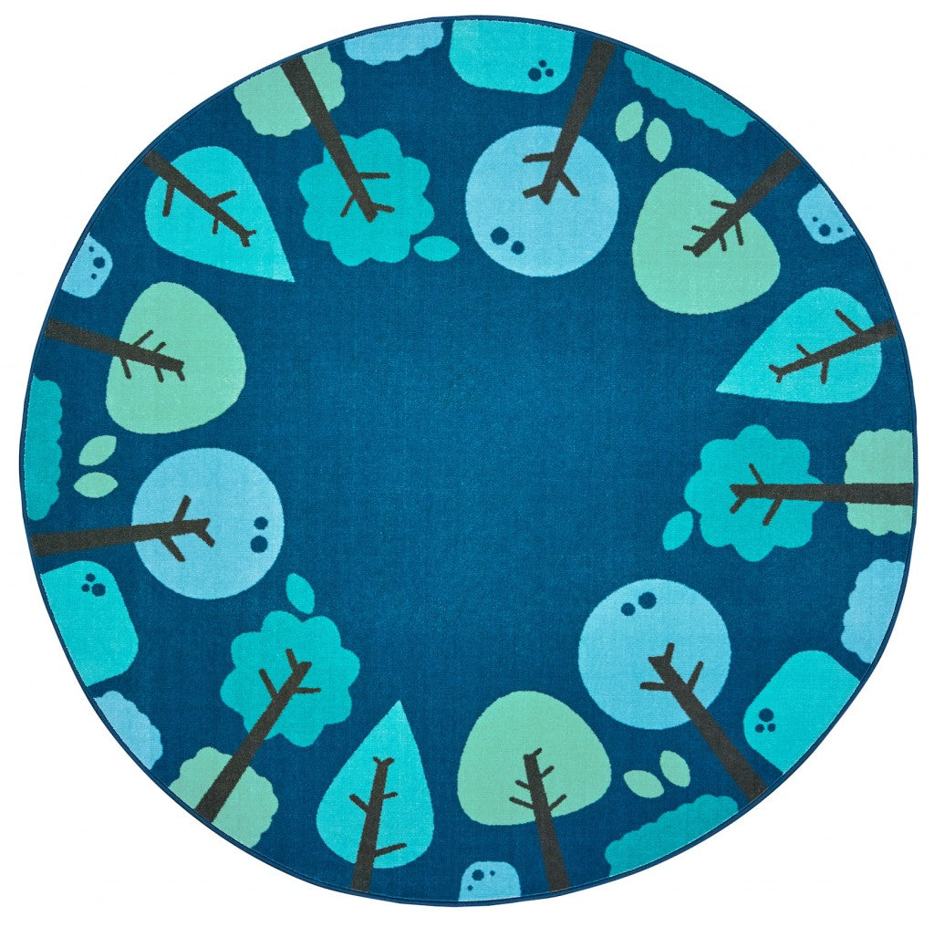 #59131 KIDSoft Tranquil Trees - Blue, 6ft Round Rug