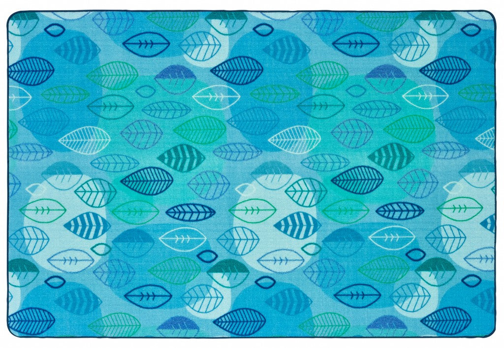 #59201 Peaceful Spaces Leaf Rug Blue, 8ft x 12ft Rectangle