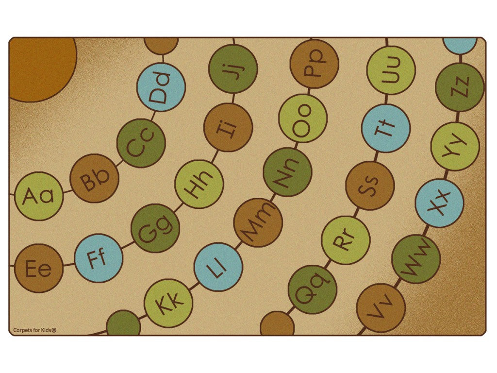 #59059 Radiating Alphabet Circles - Nature, 7ft 6in x 12ft Rectangle Rug