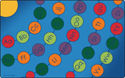 #59061 Radiating Alphabet Circles - Primary, 7ft 6in x 12ft Rectangle Rug