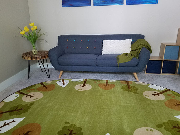 #59139 KIDSoft Tranquil Trees - Green, 6ft X 9ft Oval Rug
