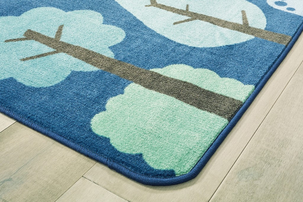 #59134 KIDSoft Tranquil Trees - Blue, 8ft x 12ft Rectangle Rug
