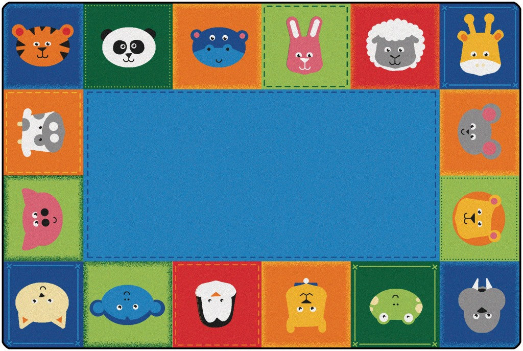 #59083 KIDSoft Baby Animals Border Rug - Primary, 6ft X 9ft Rectangle
