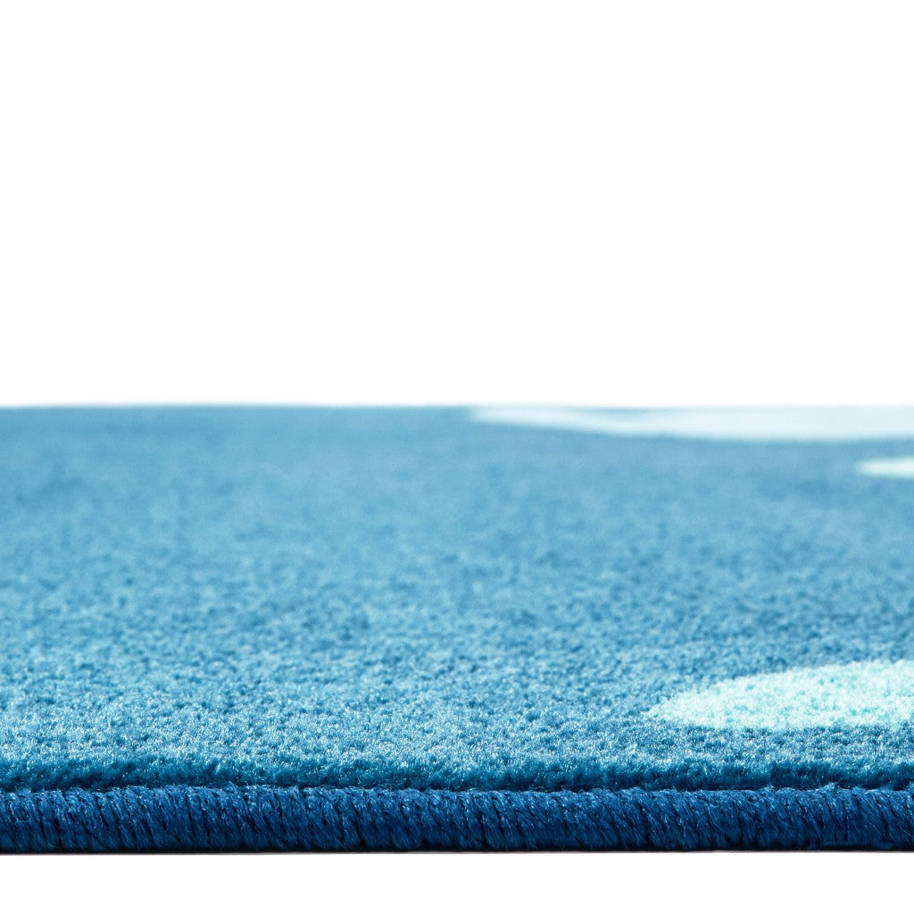 #59135 KIDSoft Tranquil Trees - Blue, 7ft 6in x 12ft Oval Rug