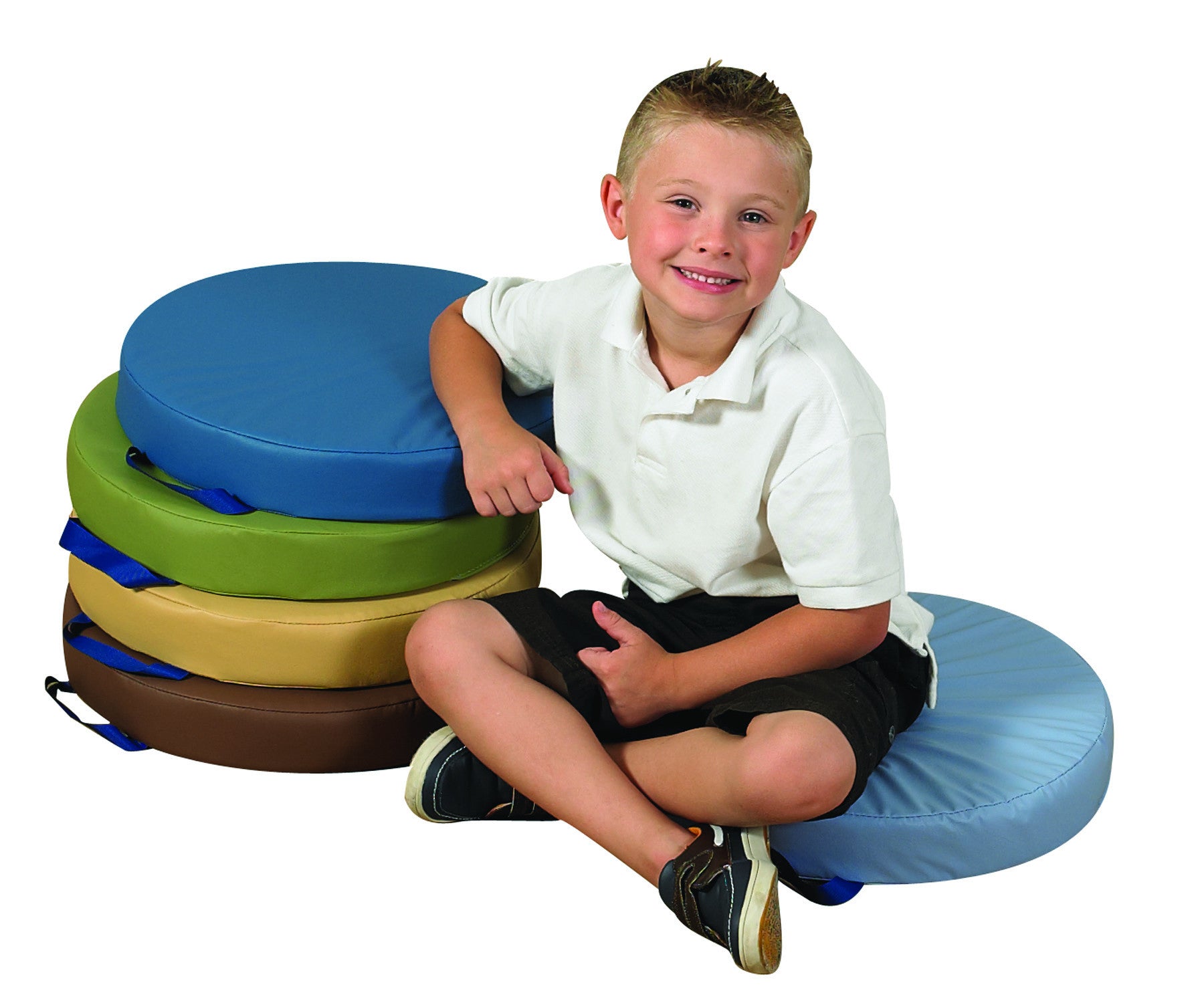 #9254 Juego de 5 cojines de suelo redondos acogedores con diseño de bosque