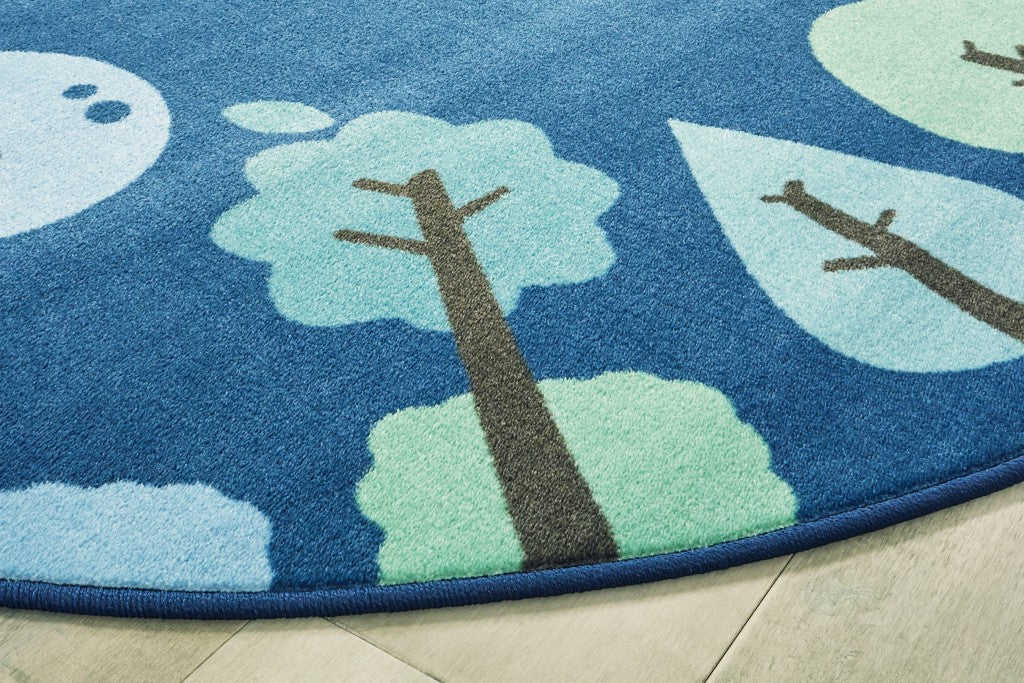 #59131 KIDSoft Tranquil Trees - Blue, 6ft Round Rug