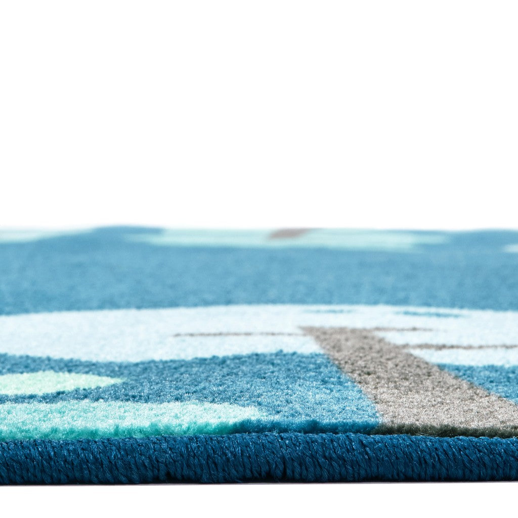 #59131 KIDSoft Tranquil Trees - Blue, 6ft Round Rug