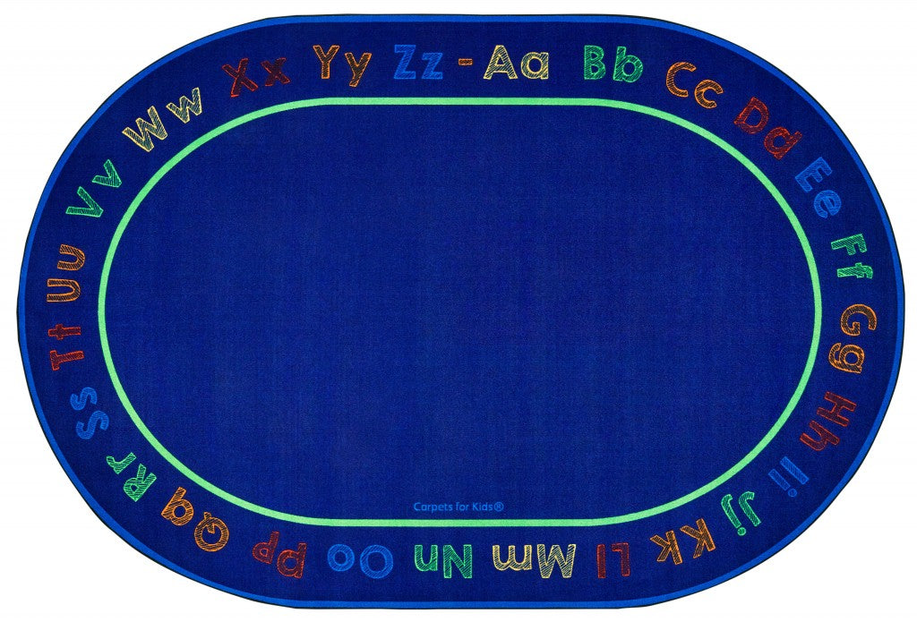 #59051 Chalk & Play Literacy, 6ft 9in x 9ft 5in Oval Rug