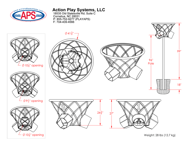 #3156 APS Triple Shot Playground Basketball Goal