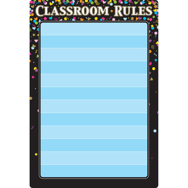 #51631 BLCK CONFETTI CLASSROOM RULES 13X19 SMART POLY