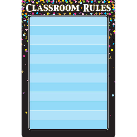 #51631 BLCK CONFETTI CLASSROOM RULES 13X19 SMART POLY