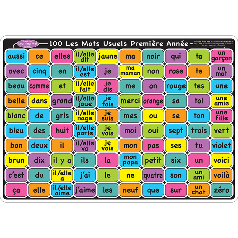 #51750 FRENCH SIGHT WORD GR 1-2 MAT 2 SIDE WRITE ON WIPE OFF