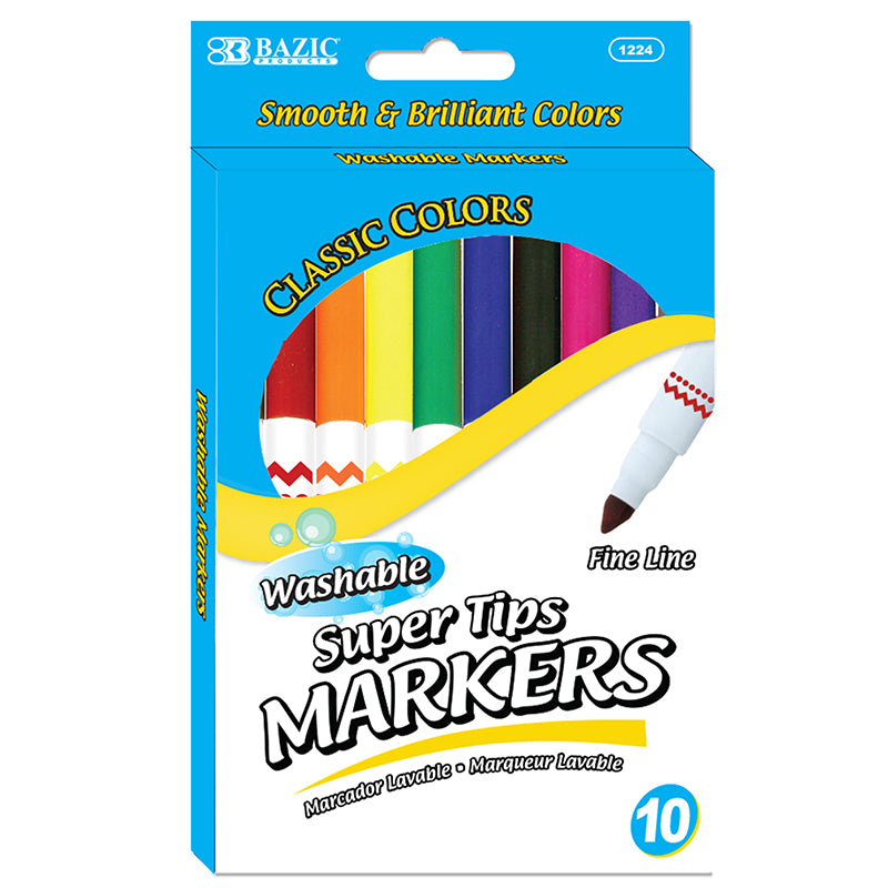 51869 WASHABLE MARKERS SUPER TIP 10 COLRS - Factory Select