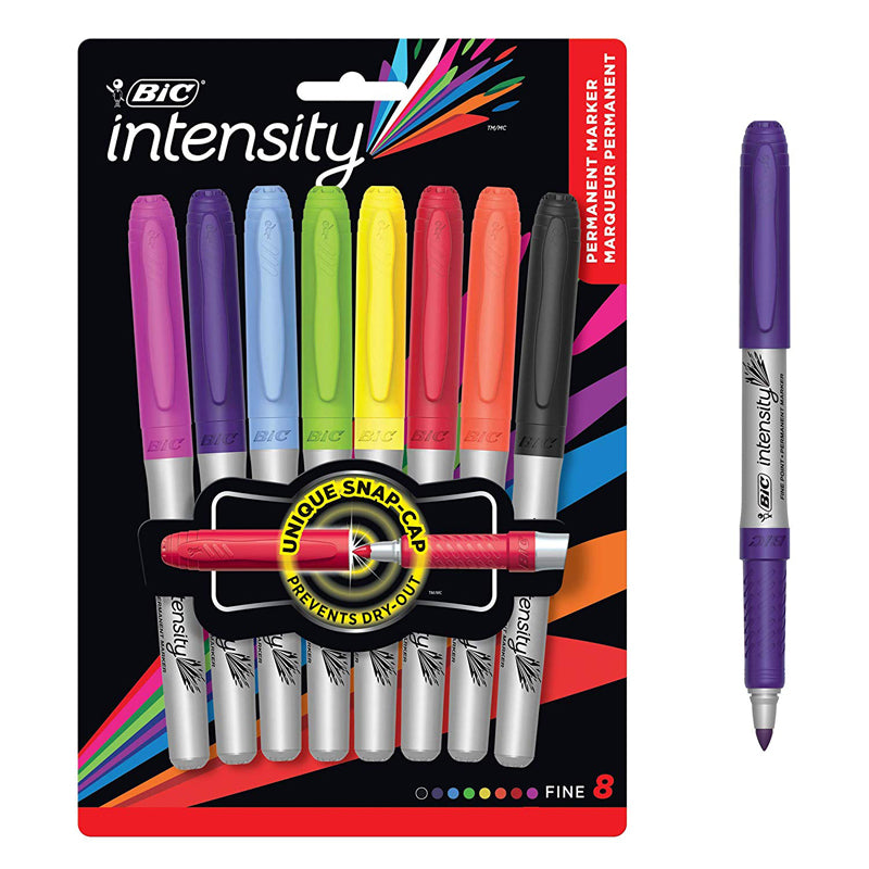 3887 BIC INTENSITY PERMANENT MARKERS 8CT FINE POINT ASSORTED COLORS -  Factory Select