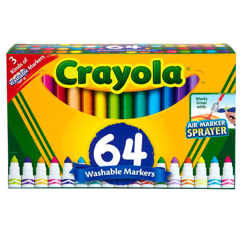 #4104 CRAYOLA WASH BROAD LINE MARKER 64PK