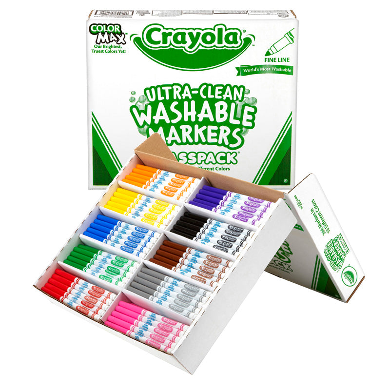 #4108 CRAYOLA WASHABLE CLASSPACK 10 ASST COLORS 200 CT FINE TIP
