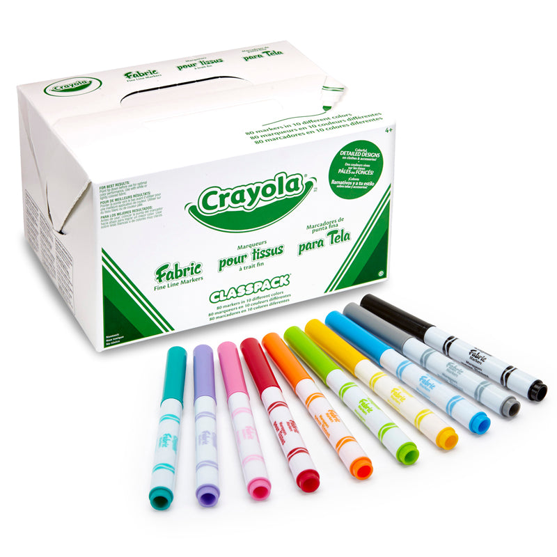 #4110 CRAYOLA FABRIC MARKER 80CT 10 COLOR CLASSPACK