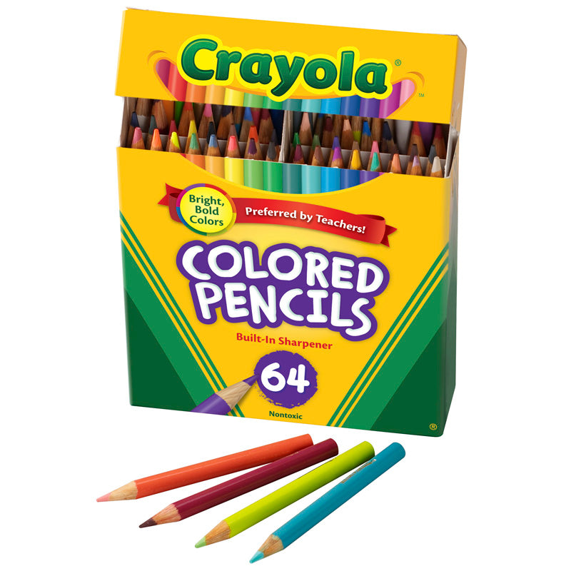 #4118 CRAYOLA COLORED PENCILS 64 COUNT HALF LENGTH