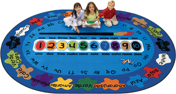 Carpets For Kids Tappeto Bilingue Paint By Number - Ovale 1,8m X 2,7m - Blu