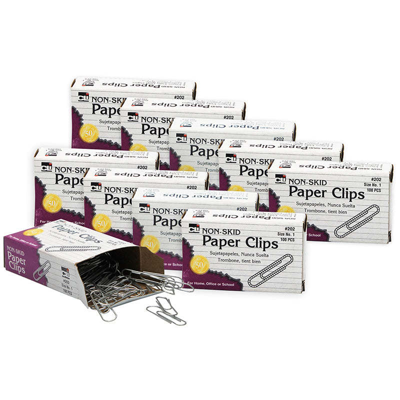 Paper Clips 010 #10932 PAPER CLIPS NONSKID 10 BXS 100/BOX - Factory Select