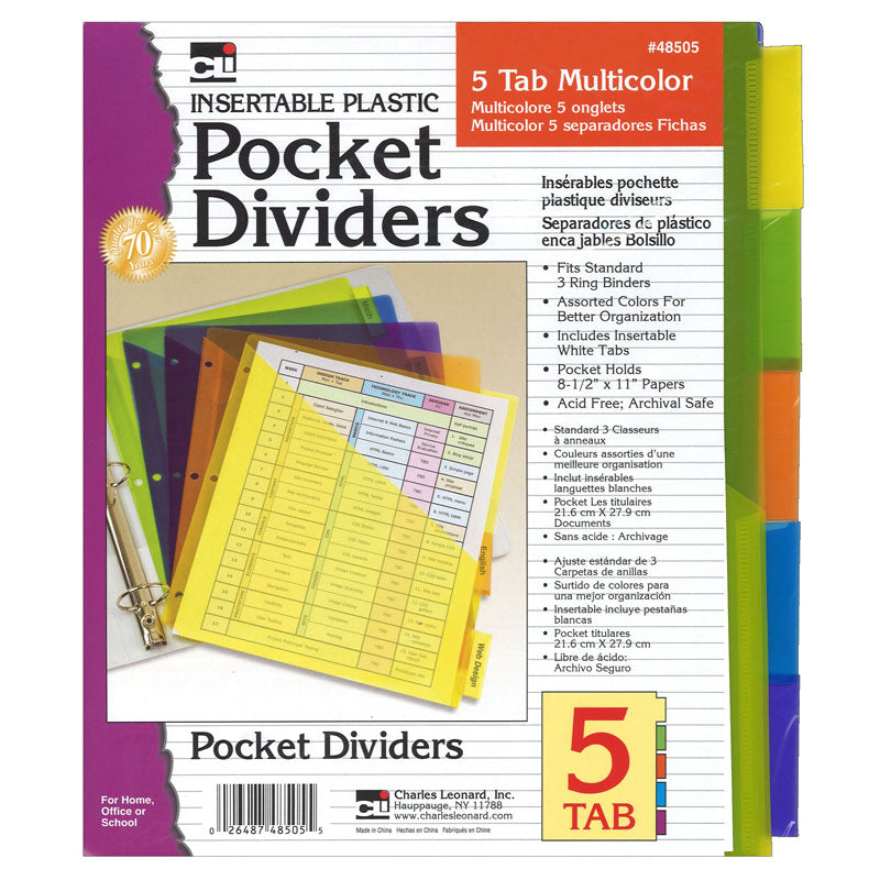 #11027 5 TAB INDEX DIVIDERS W/POCKET