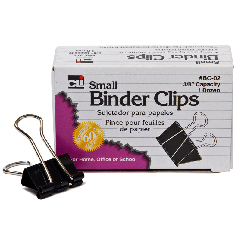 #11248 BINDER CLIPS 12CT SMALL 3/8IN CAPACITY