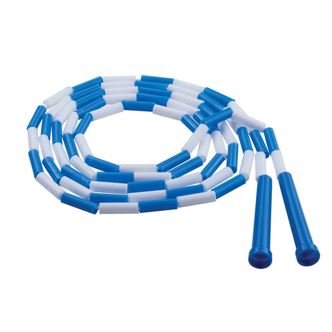 #11429 PLASTIC JUMP ROPE BLUE WHITE SEGMENTED 9FT