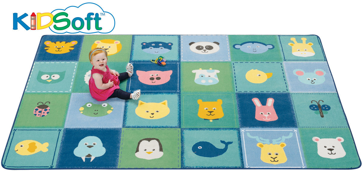 #11653 KIDSoft Animal Patchwork - Soft Rug, 4' x 6' Rectangle