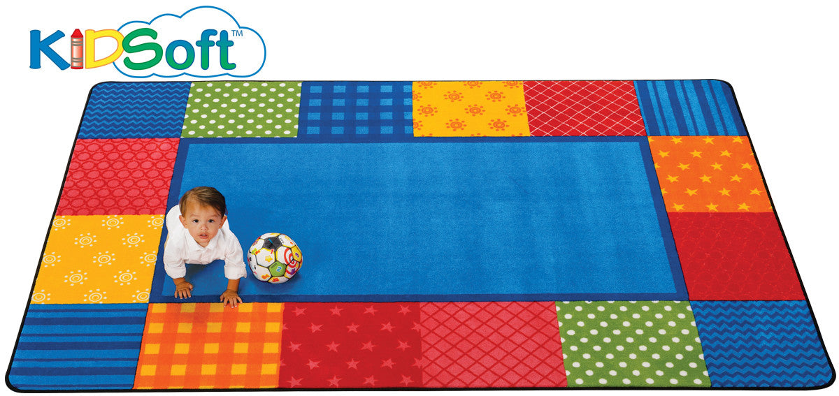 #11664 KIDSoft Pattern Blocks - Primary, 8' x 12' Rectangle Rug