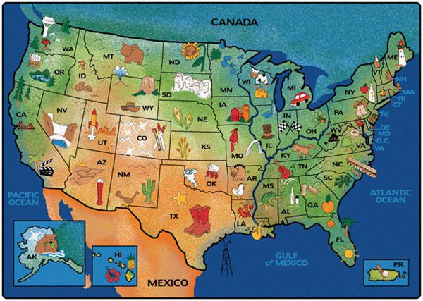 #11672 USA Learn & Play, 8' x 12' Rectangle Rug