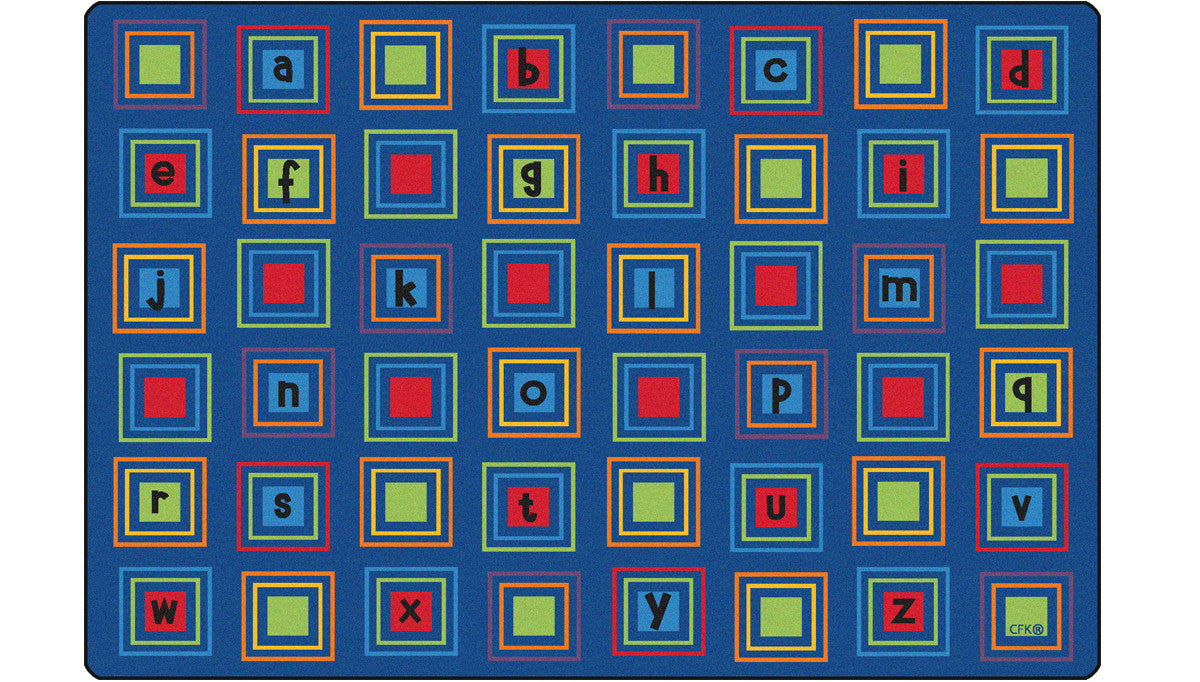 #11819 Literacy Squares Seating Rug - Primary, 4' x 6' Rectangle